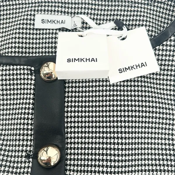 Simkhai Cressida Sleeveless Button Down Top Black White Check Size 2 NWT - Image 11