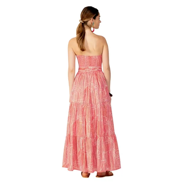 Poupette St. Barth Long Dress Thelma Pink Akoy Shimmer Maxi Small Strapless - Image 4