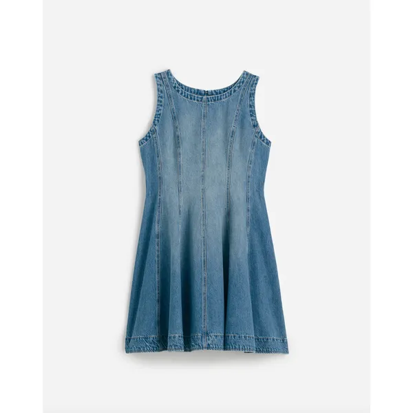 Madewell Circle Mini Dress Airy Denim Ashbury Wash Blue Fit Flare XXS NWT - Image 6