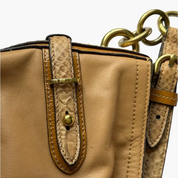 Coach Colette Leather Hobo Bag Tan Python Trim Slouchy Shoulder Bag 16418 - Image 11