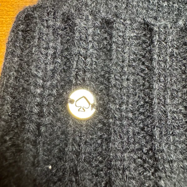 Kate Spade New York Beanie Hat Black Knit Bow‎ Detail Women's One Size - Image 2