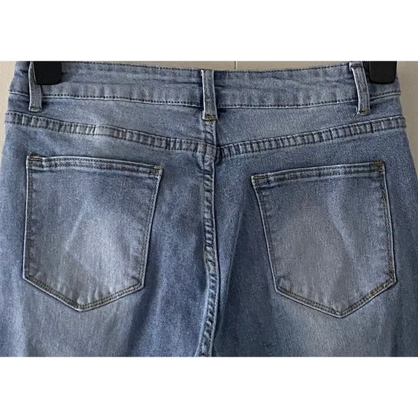 NWOT ~ Boho Washed Out Casual Denim Hippie Chic Blue Jeans ~ Women's Size LARGE - Image 3