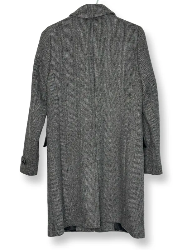 Ralph Lauren Classic Grey Herringbone Wool Trench Coat Sz 2 - Image 3