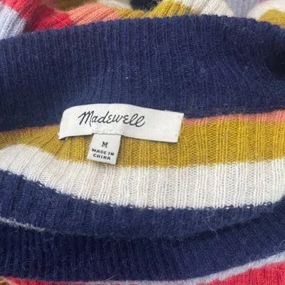 Madewell Pullover Stripe Sweater Merino Wool Alpaca Blend Size Medium 70’s Style - Image 5