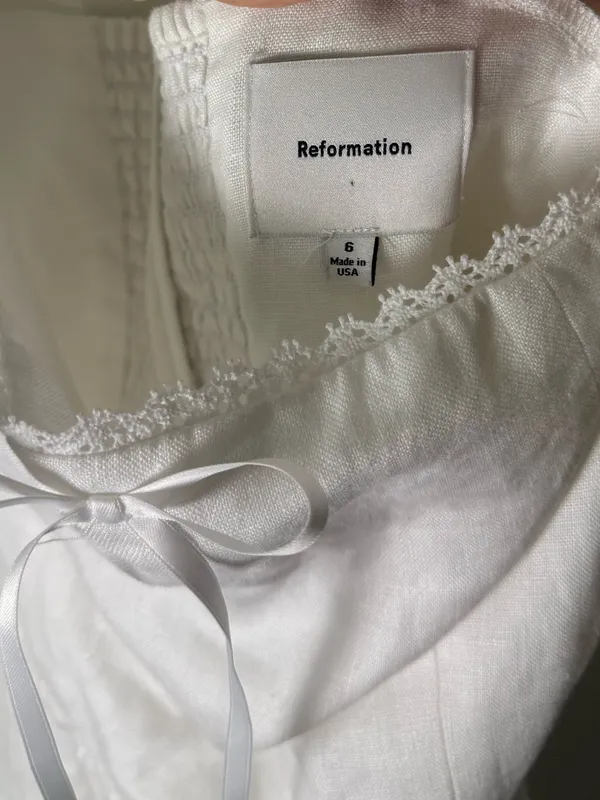 Reformation Malvina Linen Dress in White 6 - Image 7
