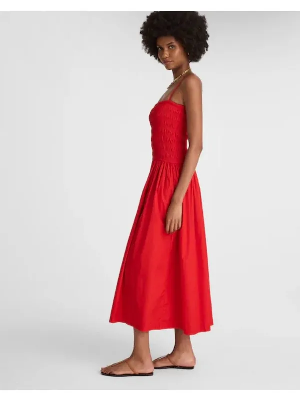 NWT Madewell Poplin Smocked Maxi Dress in Festival Red - Size: Large - Image 10