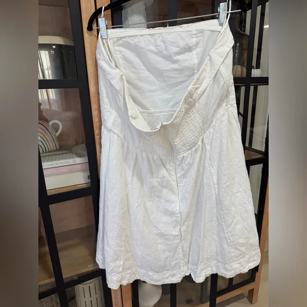 Abercrombie strapless linen mini dress lined fit & flare white bride graduation - Image 6