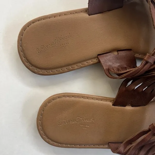 Universal Threads Women's Addie Double Strap Slide Sandals 8 Flats Brown Beachy - Image 5