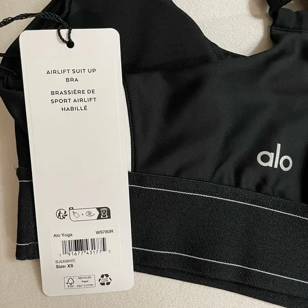 NWT Alo Yoga Airlift Suit Up Removable Pads, adjustable straps Black & White XS - Image 10