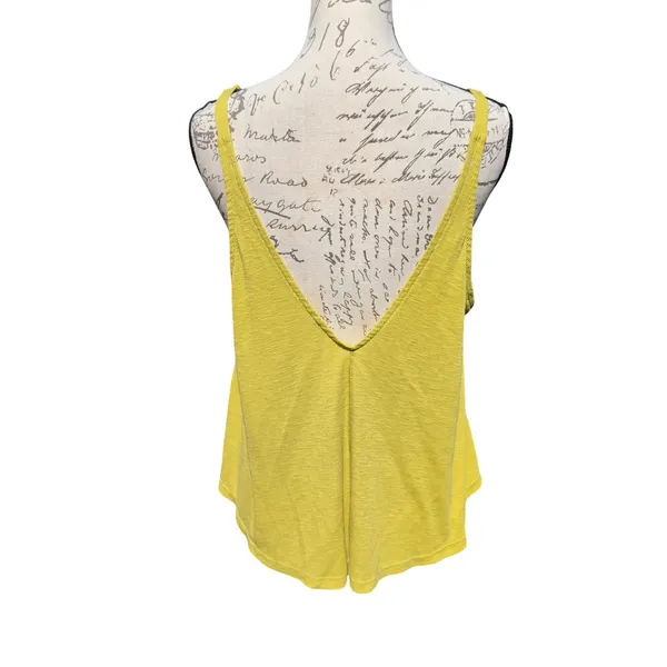 Intimately Free People Chartreuse Yellow Ribbed V-Neck Flowy Tank Top Small - Image 2