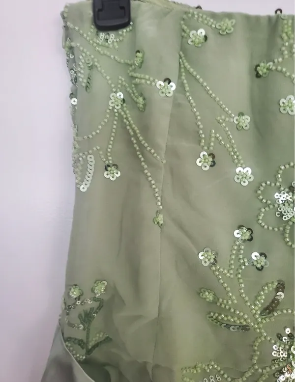 Princess Polly Mint Green Strapless Beaded Satin Mini Dress - Image 4