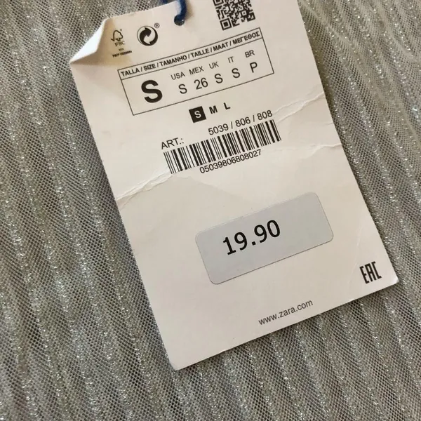 ZARA Silver striped sparkly sheer top never worn - Image 3