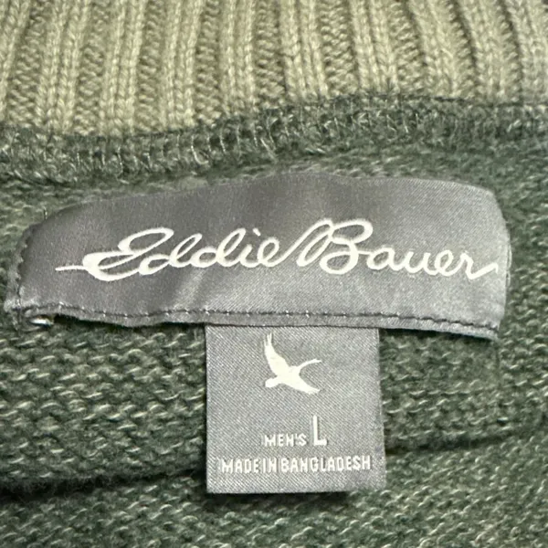 Eddie Bauer Women's Green 1/4 Zip Turtleneck Long Sleeve Pullover Sweater Top L - Image 3