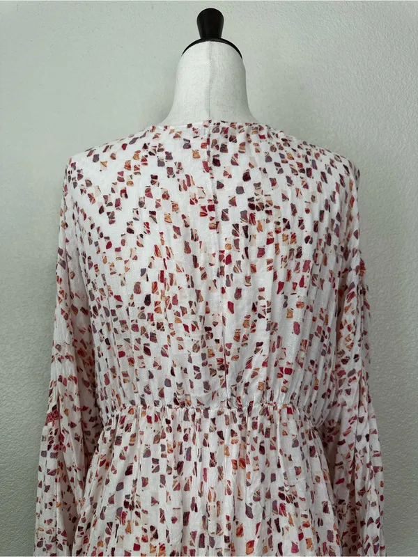Miss Me Boho Woven Pointelle Lace Up Dolman Sleeves Peasant Top, Sz Medium - Image 10