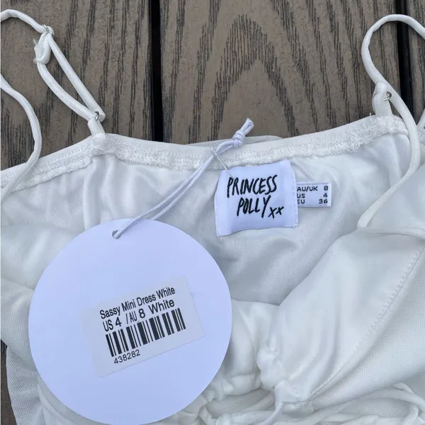 NWT Princess Polly Sassy Mini Dress White Size 4 Keyhole Fitted - Image 8