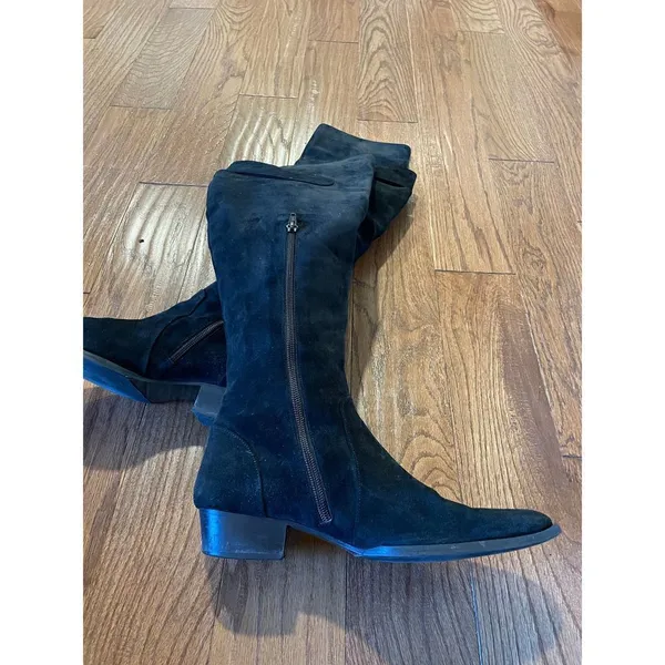 Accessoire diffusion suede point toe over knee boots size 7 Black - Image 6