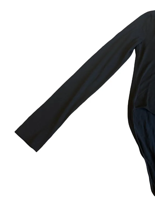 Ganni Software Black Deep V Neck Long Sleeve Fitted Bodysuit Scoop Large Women's - Image 5