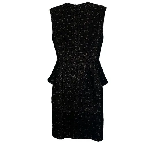 DIANE VON FURSTENBERG Black & Tan Delian Crochet Pebble Lace Peplum‎ Dress EUC 6 - Image 6