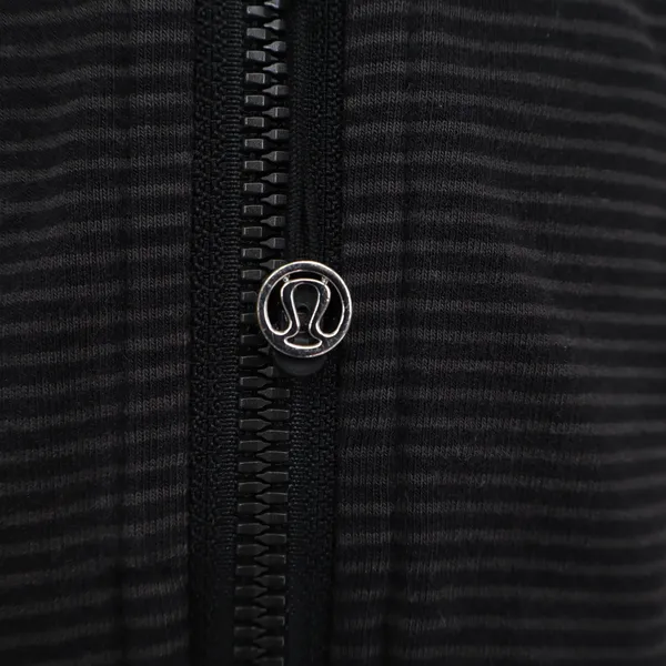 Lululemon Hoodie Womens S Scuba Full Zip Gray Black Micro Stripe Active - Image 2