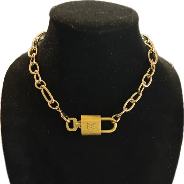 Gold toned Lock and Necklace - Image 6