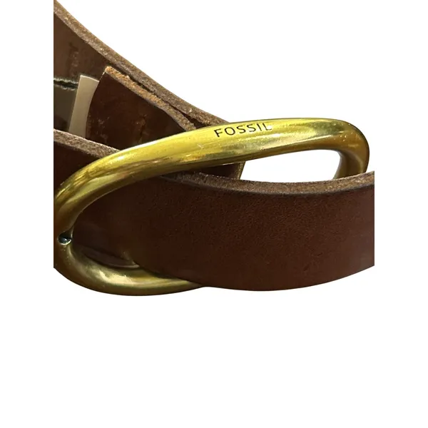 Fossil Belt Womens L Brown Leather Braided Detail Gold Buckle‎ Dress Work Casual - Image 4