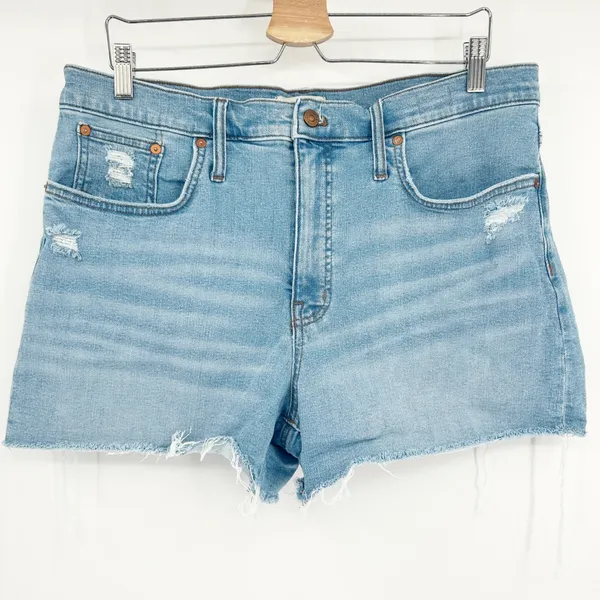 Madewell Womens High Rise Distressed Denim‎ Cutoff Jean Shorts Size 32 Blue - Image 2