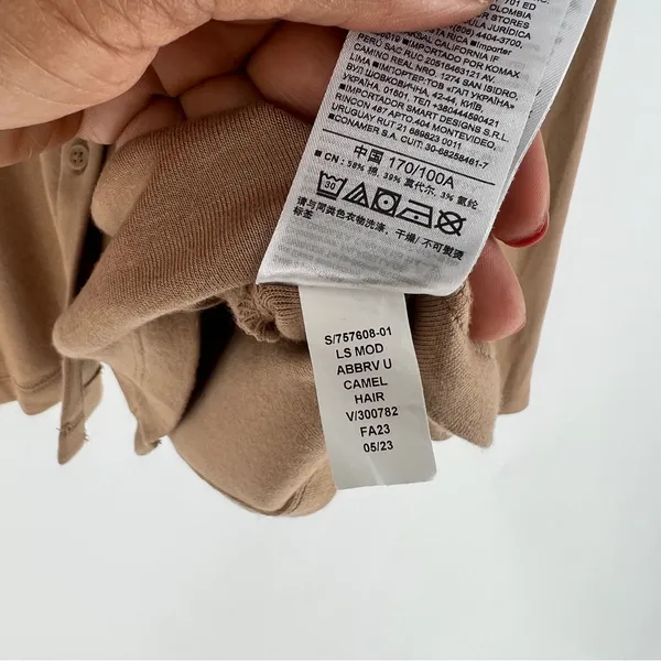 Gap Super Soft Modal Blend Modern Button Front Utility‎ Shirt Long Sleeve Tan - Image 10