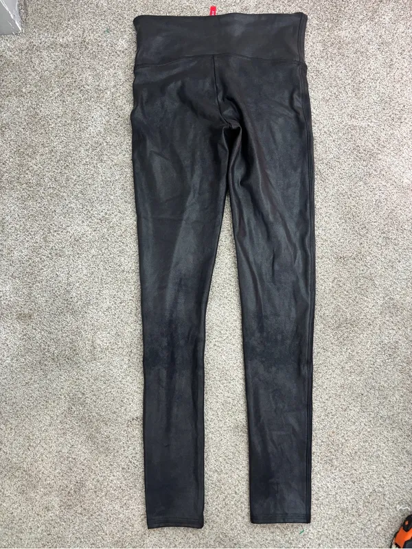 Spanx Women’s Faux Leather Leggings Metallic Black Medium Shapewear - Image 7