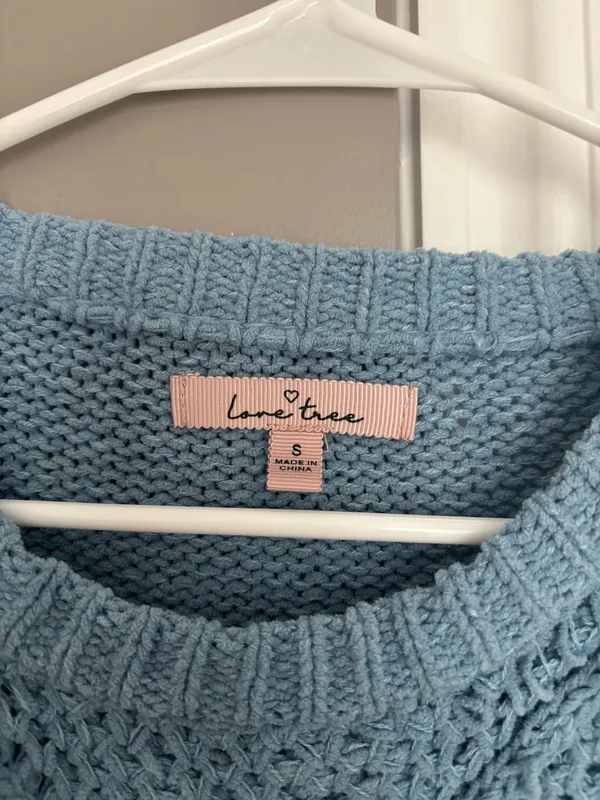 Cropped Knit sweater Blue - Image 2
