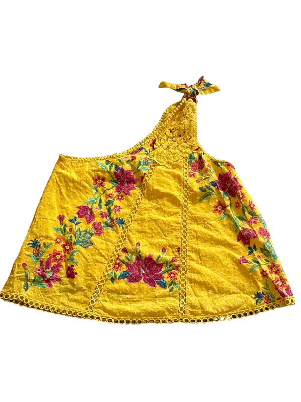 Farm Rio One-Shoulder Embroidered Blouse Size S (PTP 18”) - Image 2
