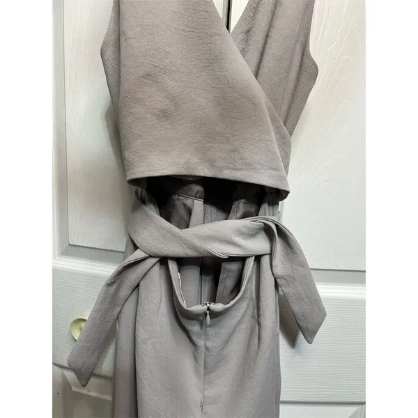 Wilfred Women's Sleeveless Jumpsuit Size 8 Gray V-Neck Waist Tie Casual - Image 8