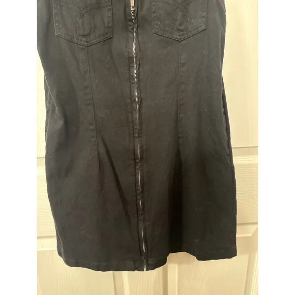 Day+Moon Black Denim Zip Front Sleeveless Dress, M - Image 3