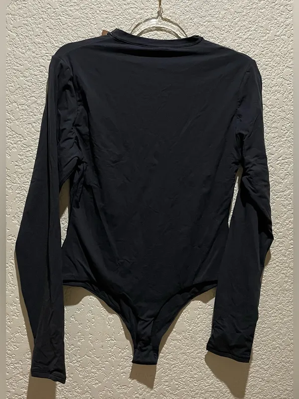 Skims Fits Everybody Long-Sleeve Crewneck Bodysuit Onyx Black Size XL NWT - Image 4