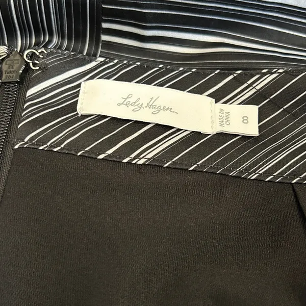 Lady Hagen‎ Black and White Striped Golf Skort Size 8 Pockets - Image 4
