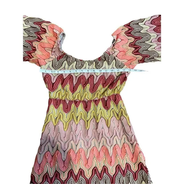 Judith March multicolor textured bell sleeve‎ dress hippie boho sz S - Image 7