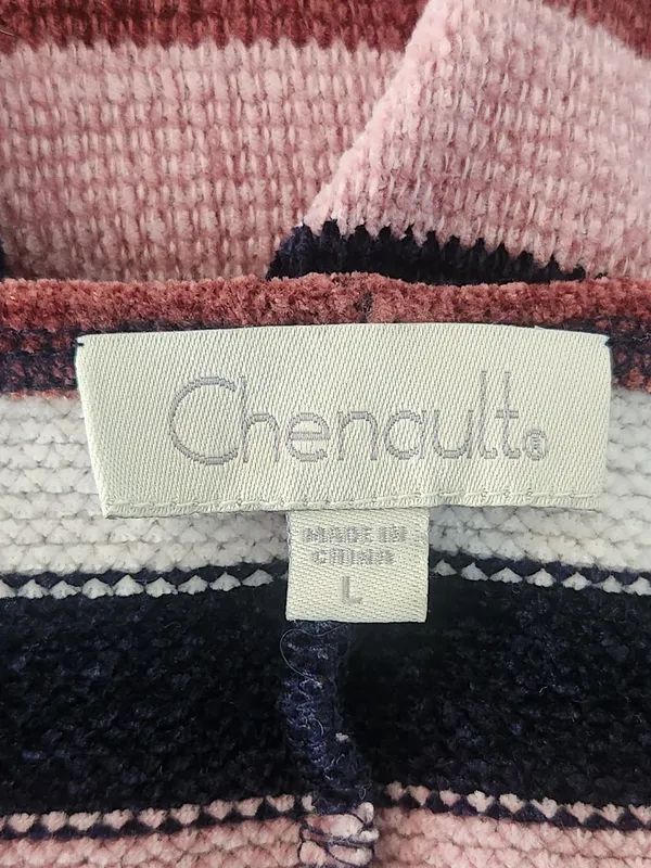 Chenault Pink and Navy Striped Chenille Pullover Size Large - Image 7