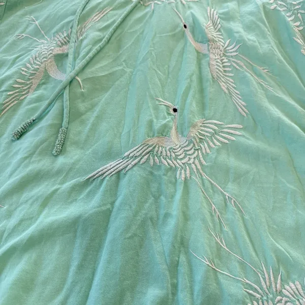 Sundance Aquamarine Embroidered Birds Floral Cotton Boho Beach Dress‎ Size LARGE - Image 6