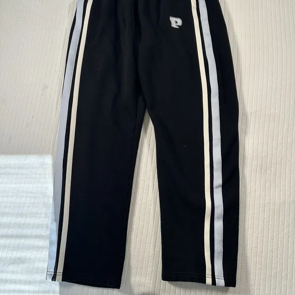 Pink Victoria’s Secret Women’s Medium Black Jogger Sweatpants Striped Logo - Image 2