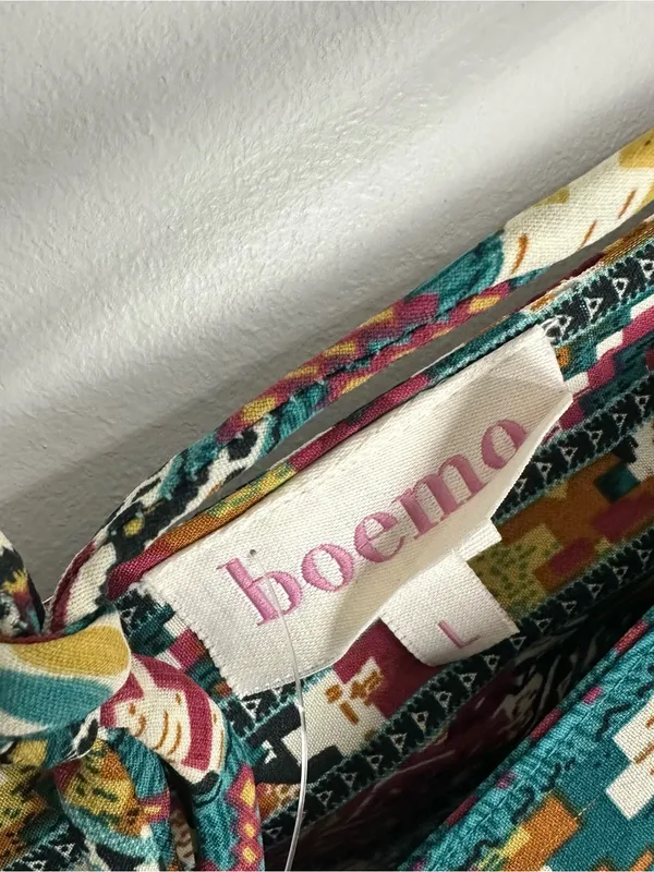 Boemo Ruffle Hem Mini Aztec Geometric Print Dress Flutter Sleeve Size Large NWT - Image 4