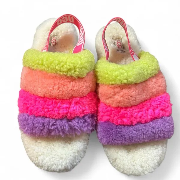 UGG Colorful Cozy Slippers – Women’s Size 10, Bright & Barely Worn - Image 2