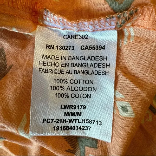 Wrangler Women’s Western Casual Shirt w/ Pearl‎ Snaps Peach Aztec Print Medium - Image 5