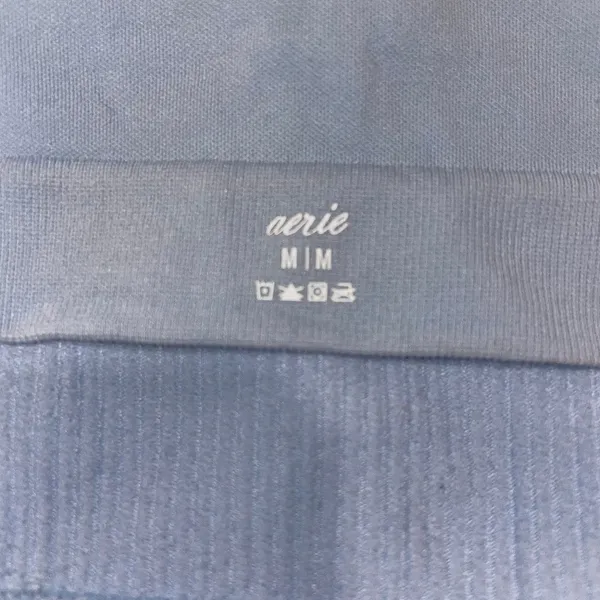 Aerie Blue Ribbed Longline O-Ring Bralette - Image 4