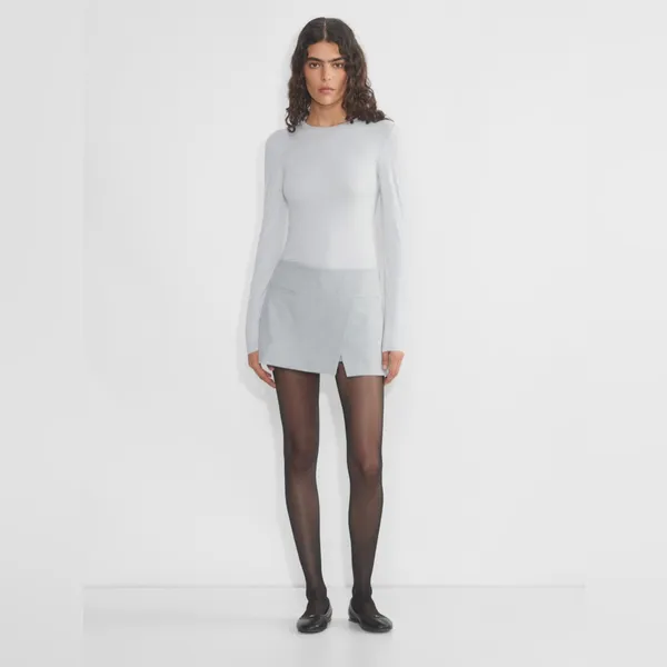Aritzia Wilfred (Re)Touch Dauphine Long Sleeve Top White Fitted Crew Size L - Image 2