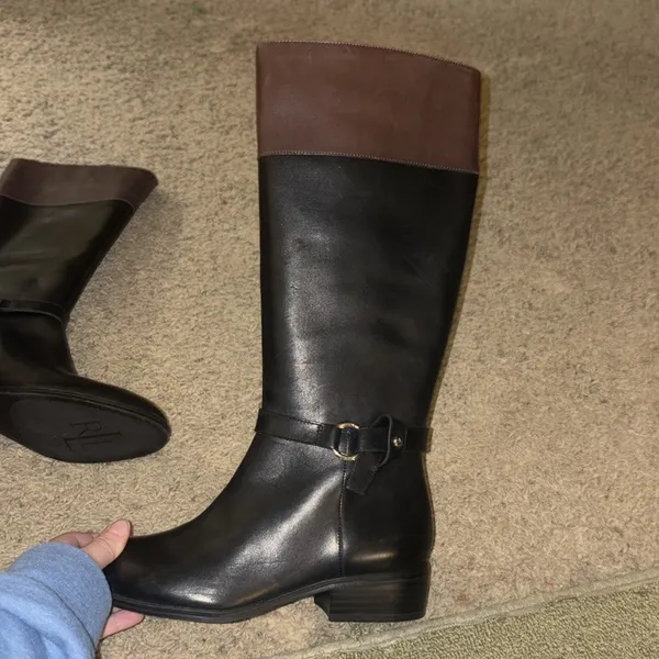Lauren by Ralph Lauren Makaila Women's Brown/Black Polo Riding Boots Sz 7.5 EUC - Image 2