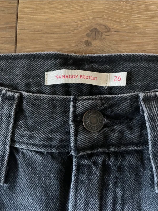 Levi's 94 Baggy Bootcut Jeans Washed Black Size 26X31 - Image 6