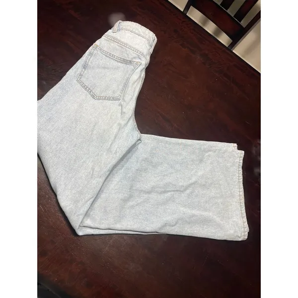 Vintage Light Wash Distressed Wide Leg Jeans Retro‎ Y2K Denim Pants T-11 - Image 6