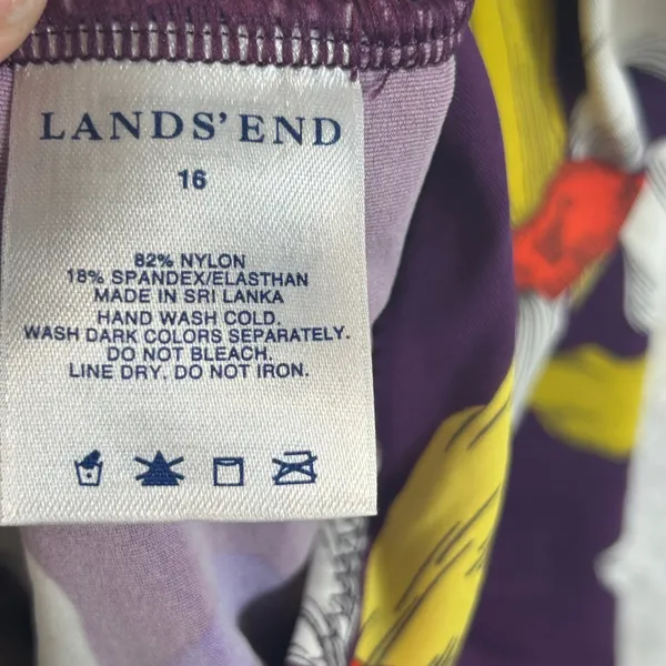 Lands‎ End Purple Floral Surplice Tankini Swim Top Womens Size 16 Adjustable - Image 3