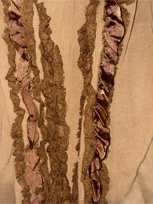 Newport News Tan Ruffle-Trim Cardigan - Image 3