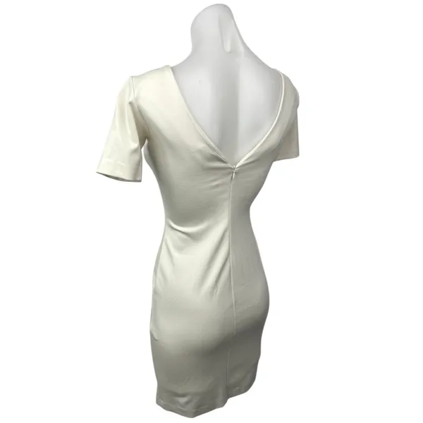 Amanda Uprichard White Short Sleeve Stretch Career Mini Bodycon Sheath Dress S - Image 2