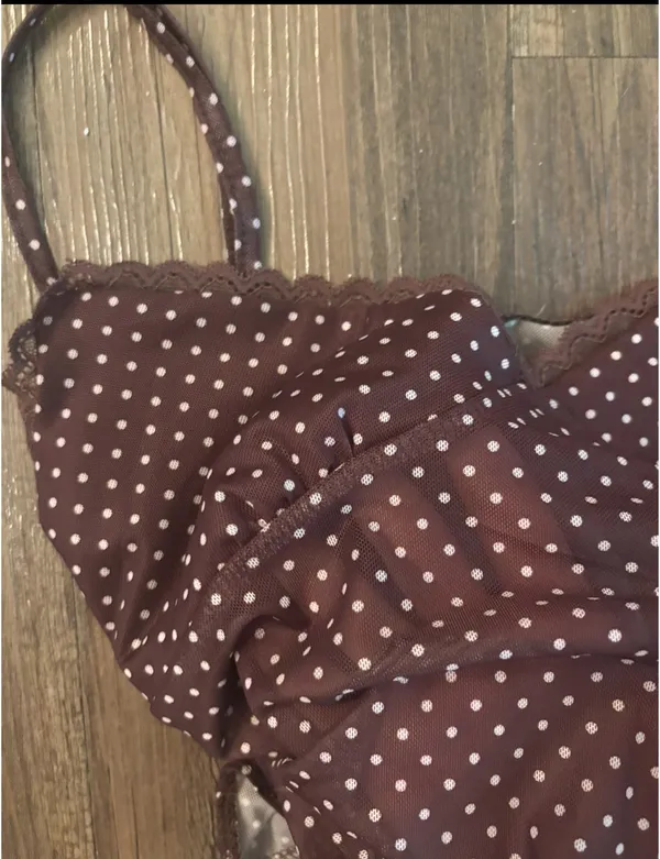 SheIn Brown polka dot bodysuit - Image 2